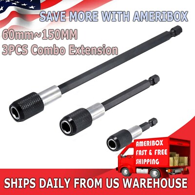 3Pcs Magnetic Screwdriver Extension Quick Release 1/4 Hex Shank Holder Drill Bit