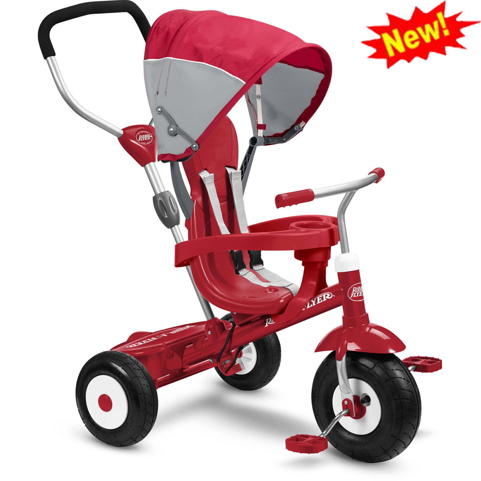 Toy All Terrain Air Tires W/ Cup Holder Pedals Canopy Red Us