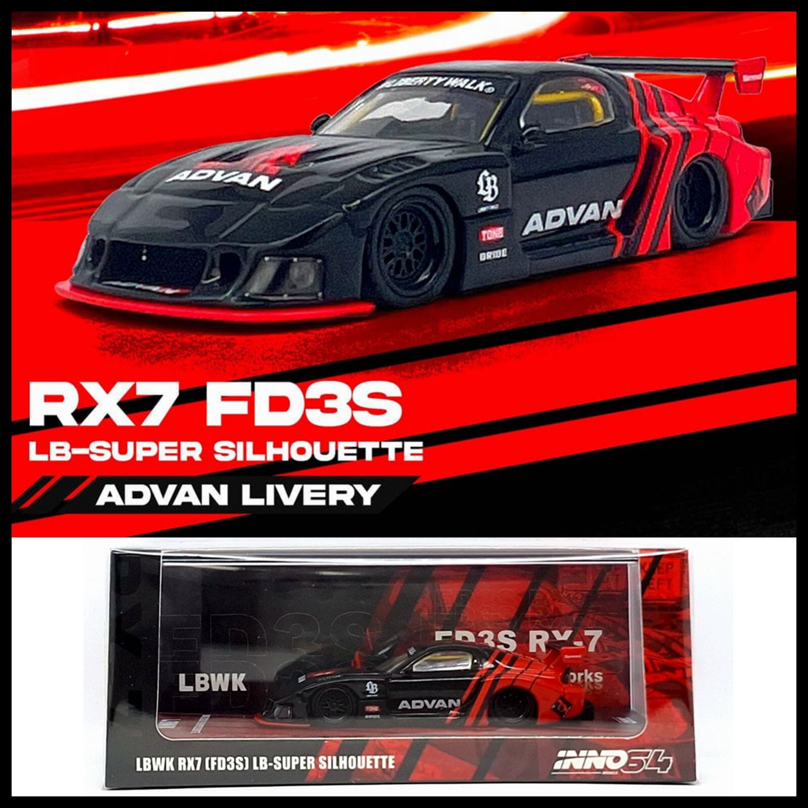 INNO64 LBWK MAZDA RX7 ( FD3S ) LB-SUPER SILHOUETTE ADVAN 1