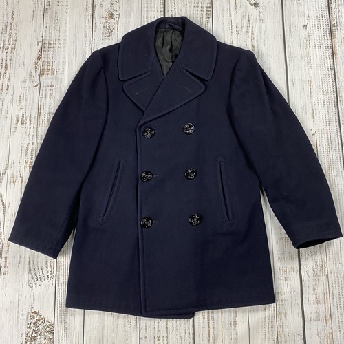 VINTAGE 1972 PEBROKE PEA COAT 36R NAVY MELTON WOOL MILITARY VINTAGE 1972 PEBROKE PEA COAT 36R NAVY MELTON WOOL MILITARY