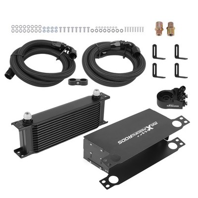 13-Row Universal Oil Cooler 10AN Transmission Aluminum Engine Cooler Black Kit