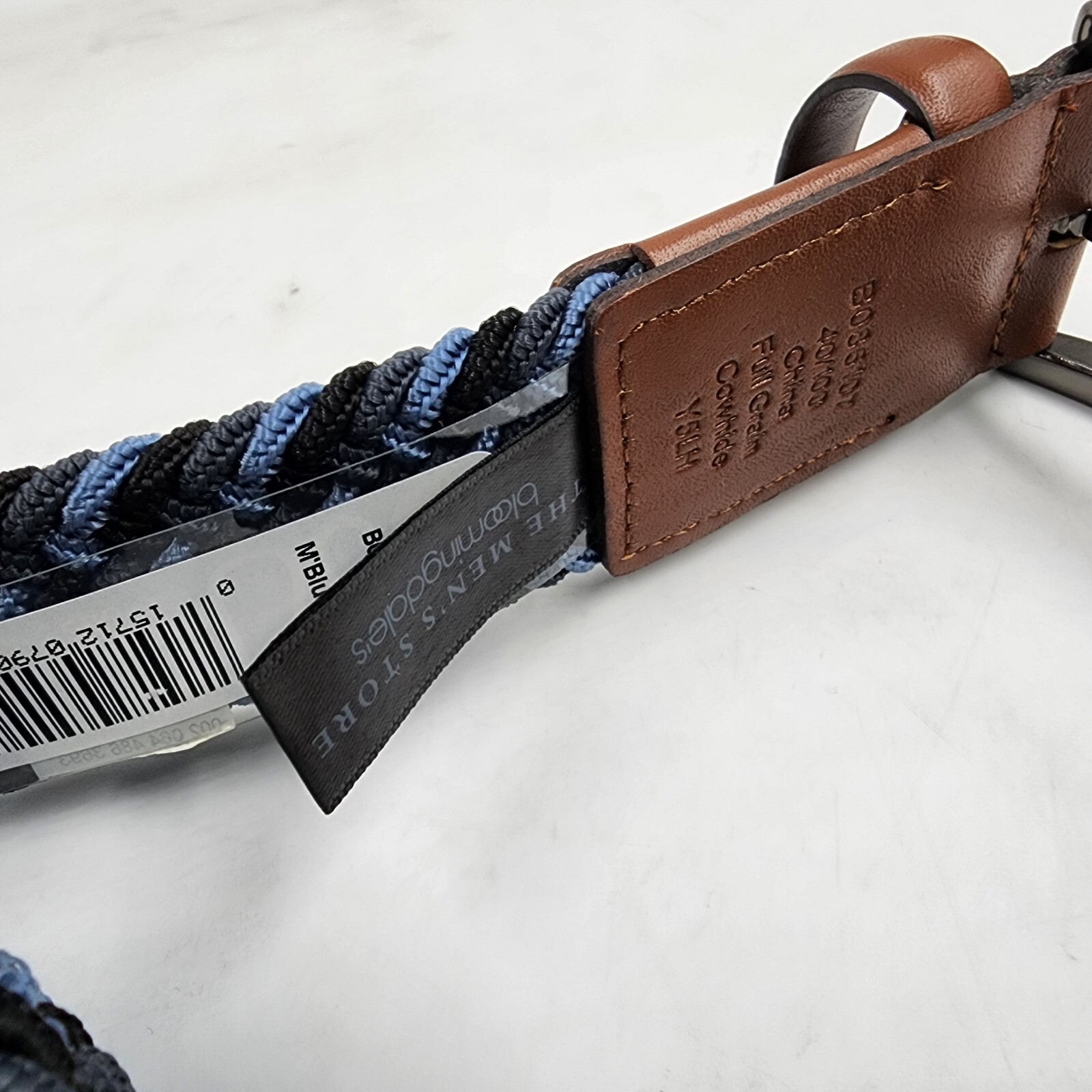 The Men's Store at Bloomingdales Stretch Webbing Belt 40 Blue Multi Single-Prong - Picture 16 of 17