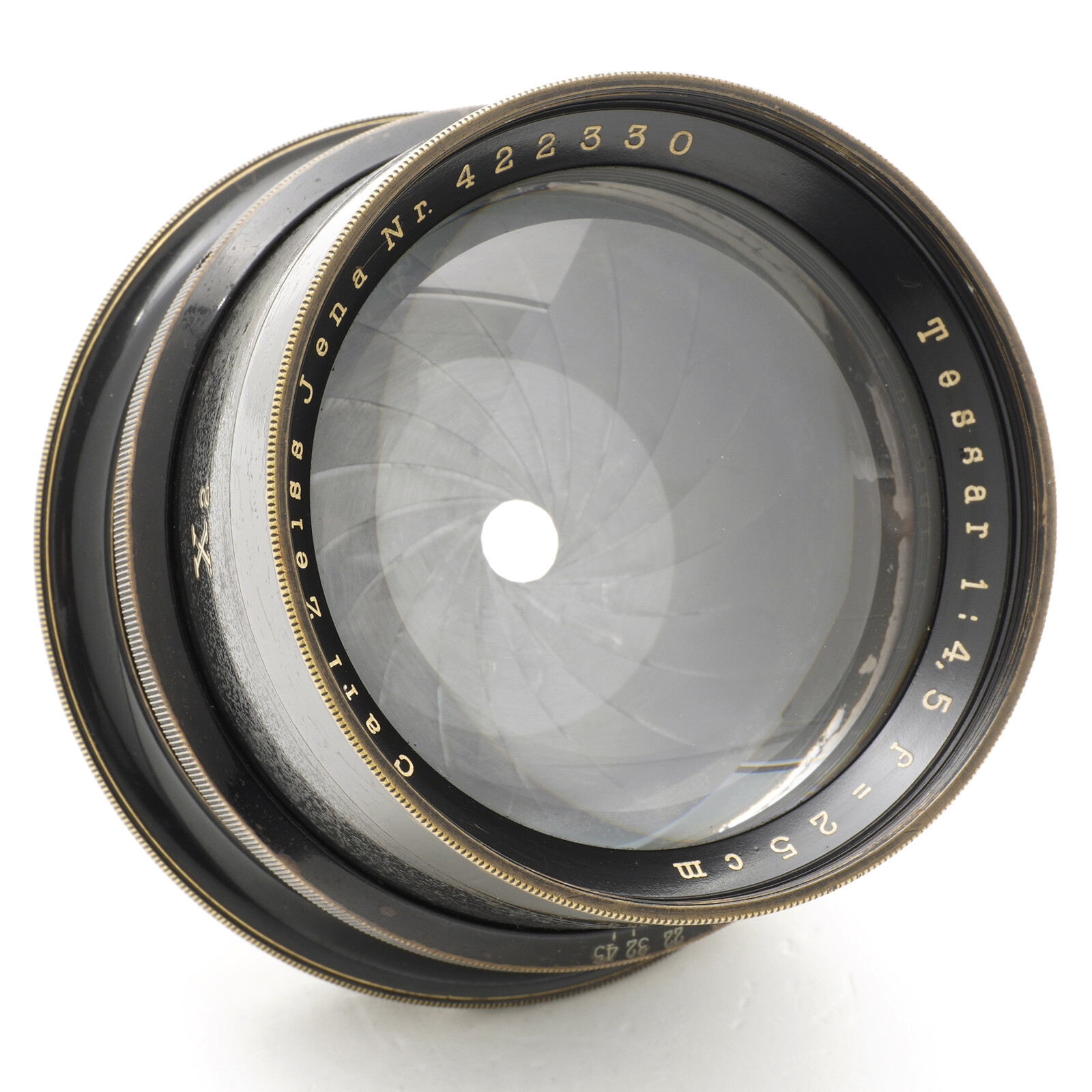 Carl Zeiss Jena 25cm F/4.5 Tessar Lens w/ X2 Aperture Barrel Carl Zeiss Jena 25cm F/4.5 Tessar Lens w/ X2 Aperture Barrel