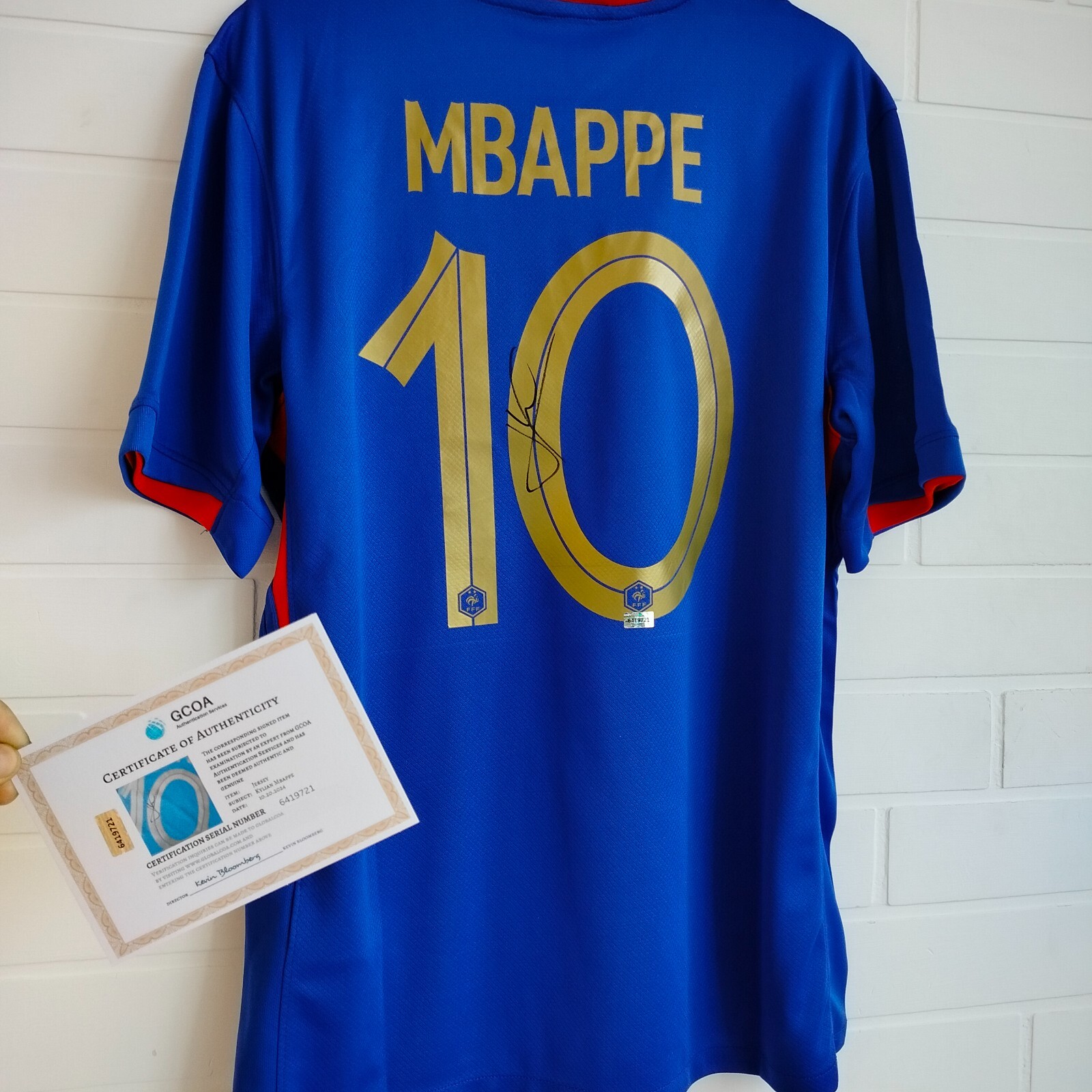 Kylian Mbappe Signed Auto France Team Soccer Jersey Blue