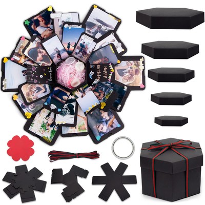 Explosion Gift Box Handmade Exploding Photo Album Preassembled Surprise Black