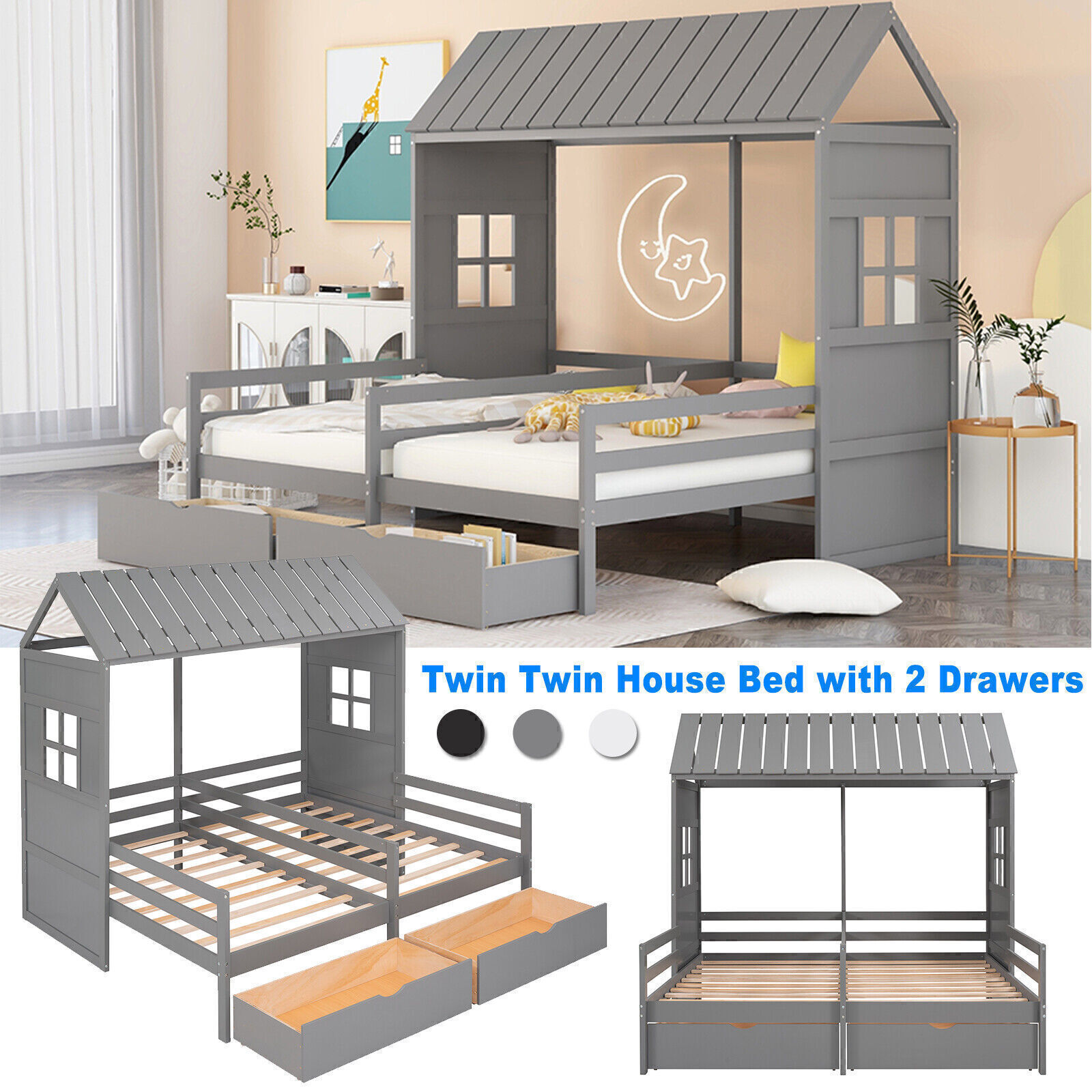 With 2 Storage Drawers