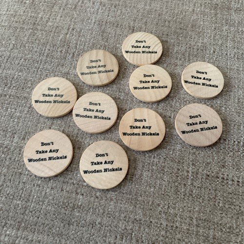 Lot Of 10 Wooden Nickels Buffalo ~ US of America Don't Take Any Wooden Nickels