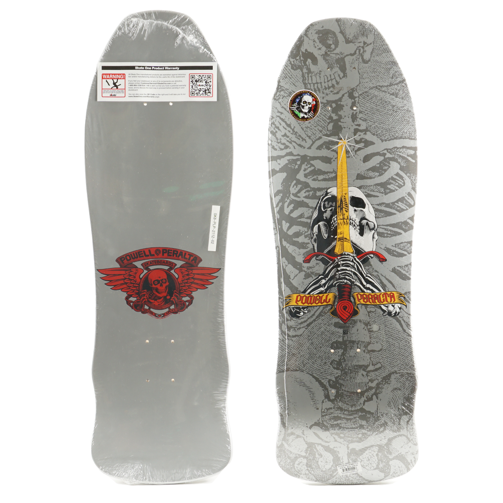 Powell Peralta GeeGah Skull & Sword 9.75" Silver OG Shape 179 SP3 Concave Deck