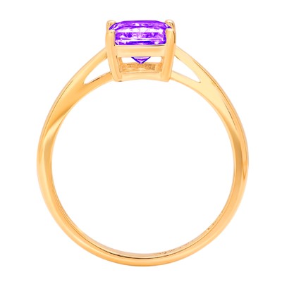 Pre-owned Pucci 2.0 Ct Emerald Cut Natural Amethyst Wedding Bridal Promise Ring 14k Yellow Gold In Purple