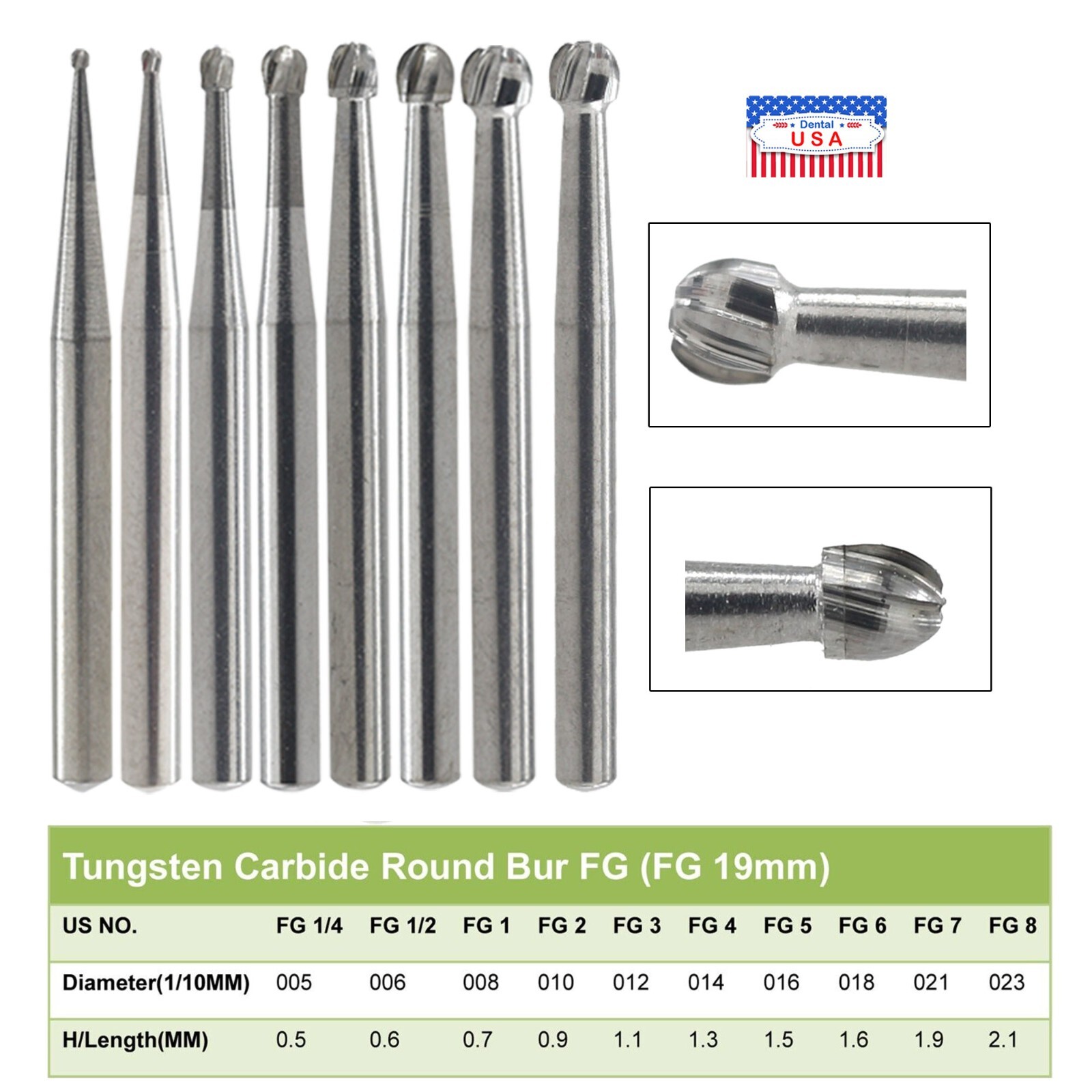 【2plan】Brushed common round knit Wave Dental Carbide Burs Round Friction Grip FG 1/4 1/2 2 4