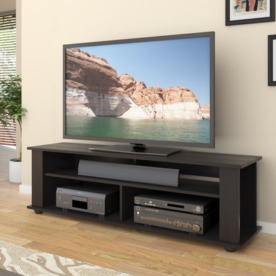 CorLiving Bakersfield Black Wooden TV Stand, for TVs up to B