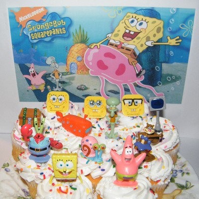 SpongeBob Cake Toppers Party Decorations Set of 12 with Fun Figures and More! ()