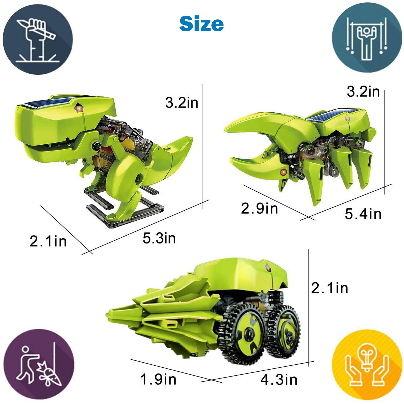 Stem 3 in 1 Educational Science Kits Solar Robot Kids DIY Assembly Toy Dinosaurs