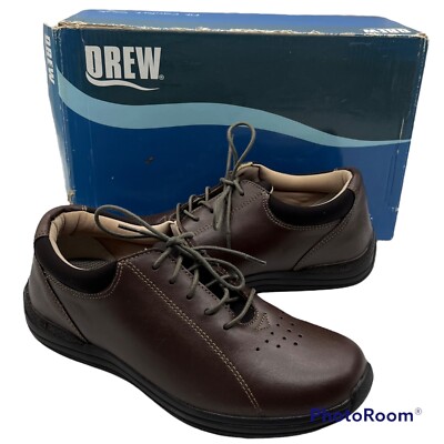 Drew Size 8N Tulip Lace Up Orthopedic Oxford Shoes Brown Calf Leather Diabetic