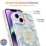 EYZUTAK Case for iPhone 14, Colorful Retro Oil Painting Flower Laser Glossy Pattern Cute Curly Wave Border Exquisite Phone Cover Stylish Durable TPU Protective Case for Girls Women - Light Blue