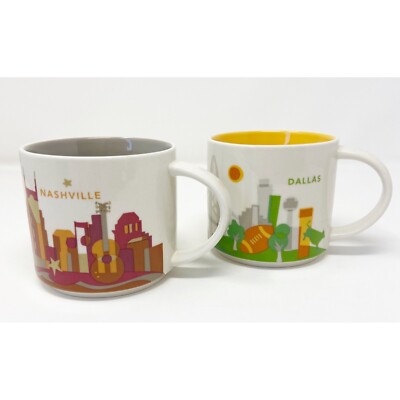 Starbucks You Are Here Set Of Two Mugs DALLAS & NASHVILLE