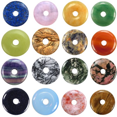 Edelstein Donut Anhänger Ø 40 mm PI Stein große Auswahl Donutstein Stein Scheibe