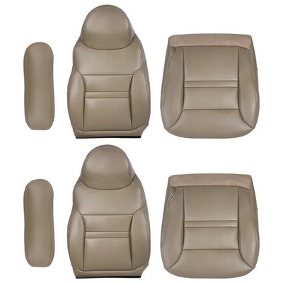 Front Bottom + Top Leather Seat Cover Tan For Ford Excursion Limited 2000-2001