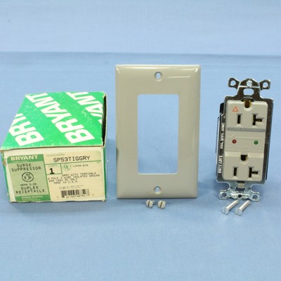 Bryant Gray ISOLATED Ground SURGE Suppressor Duplex Receptacle 20A SP53TIGGRY