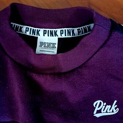 PINK Victorias Secret Maroon / Purple / Black Sweater Sweatshirt sz XS
