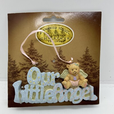ENCHANTED FOREST CHRISTMAS ORNAMENT Our Little Angel Baby Bear Ornament
