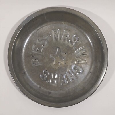 Vintage Embossed MRS. WAGNER'S PIES Metal Pie Tin - 9'' Diameter