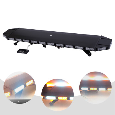 47 LED Emergency Strobe Light Bar Tow Truck Warn Beacon Response Amber/White