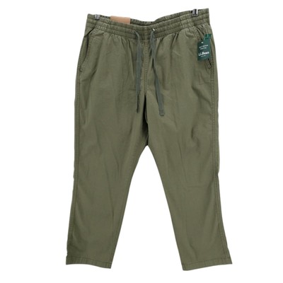 NWT LL BEAN Favorite Fit Lakewashed Pull On Chino Ankle Pant Deep Olive Size 14