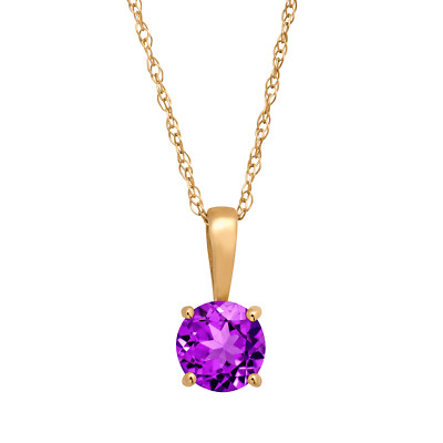 Finecraft Round-Cut Stone Solitaire Pendant in 10K Gold
