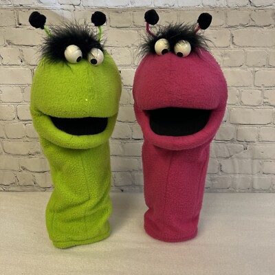 Set/2 Ventriloquist Hand Puppets Large 18 Google Eyes  Sesame Street Muppet