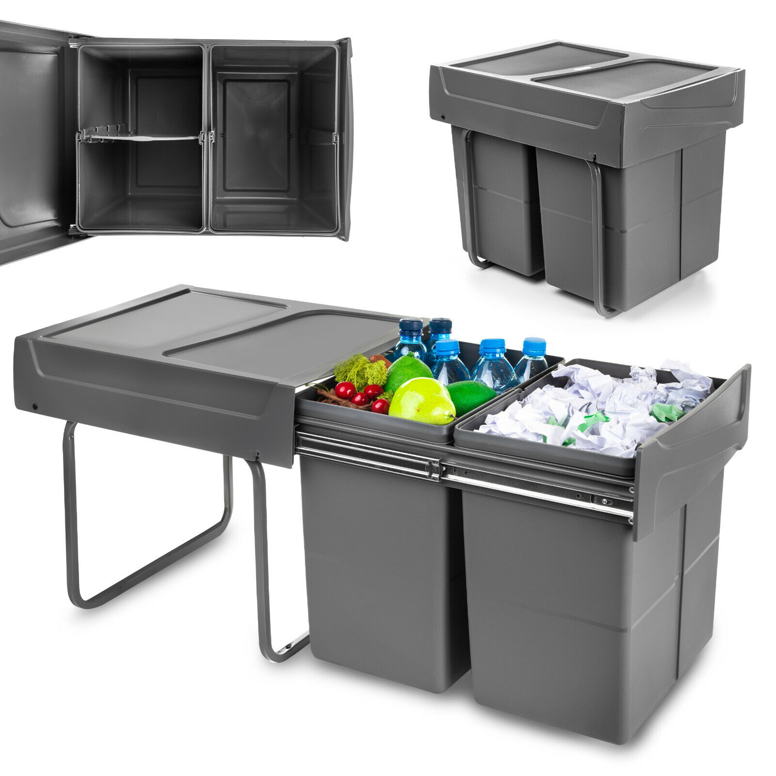 Küchenabfalleimer Abfalltrennsystem Mülleimer Mülltrennung 2x20 l EMUCA
