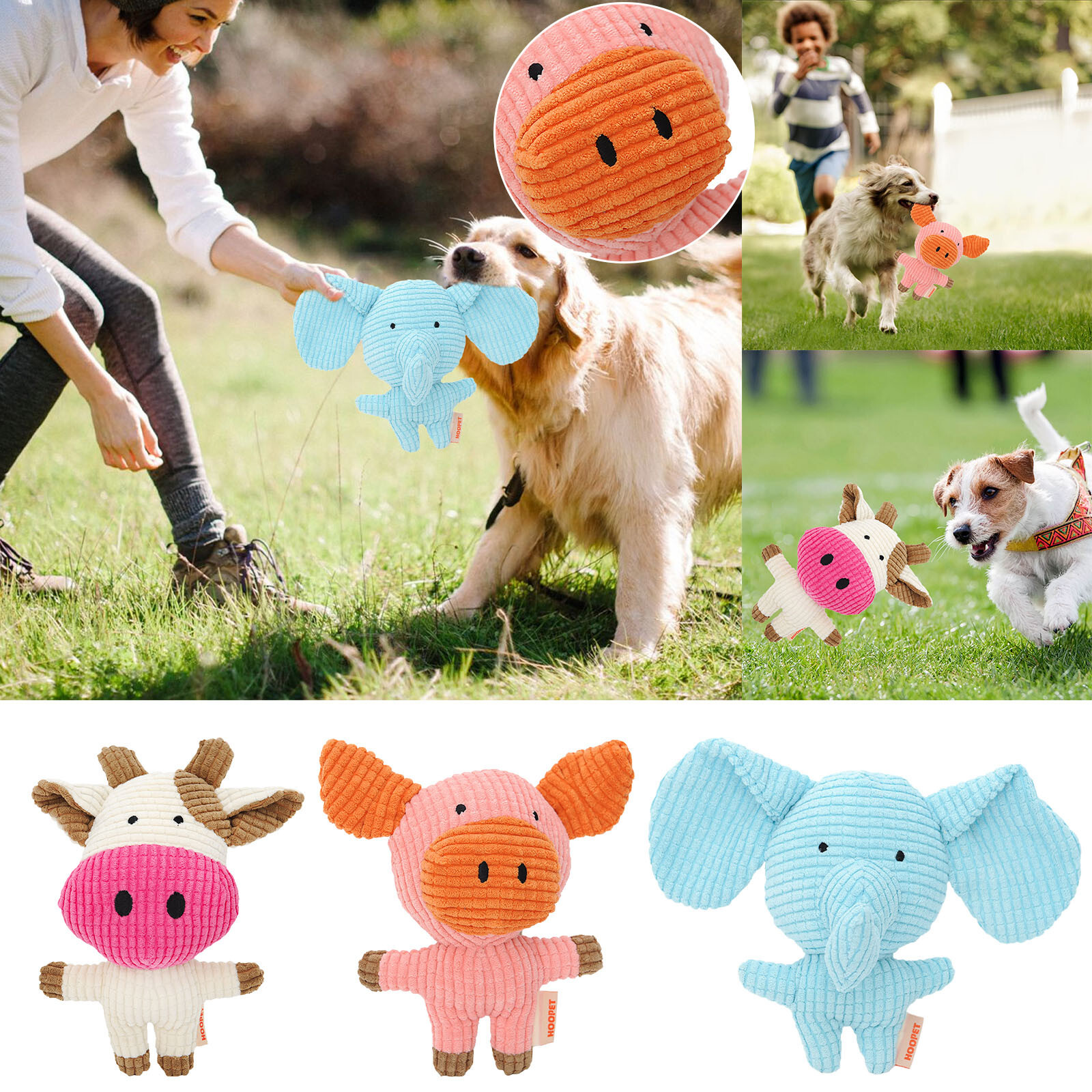 Squeaky Interactive Puppy Durable Plush Toy Cartoon Soft Pet Toys