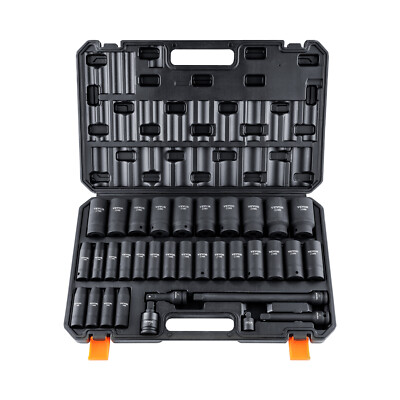Impact Sockets Set 34pcs 6 Point 1/2inch Drive Bit Ratchet Tool Kit Case