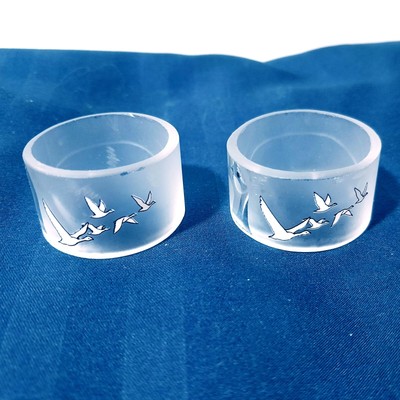 PAIR GREY GOOSE VODKA  GLASS NAPKIN / SERVIETTE HOLDER / RING - UPCYCLE HANDMADE