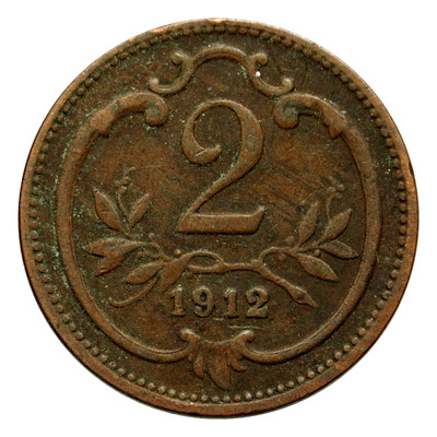 1912 Austro-Hungarian Monarchy 2 Heller Coin, km2801 - Nice Coin  