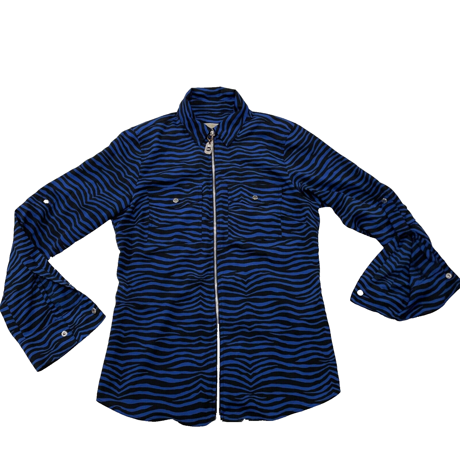 Michael Kors ロゴ入りジャケット MICHAEL KORS Light FullZip Jacket Womens S Blue Zebra Y2k