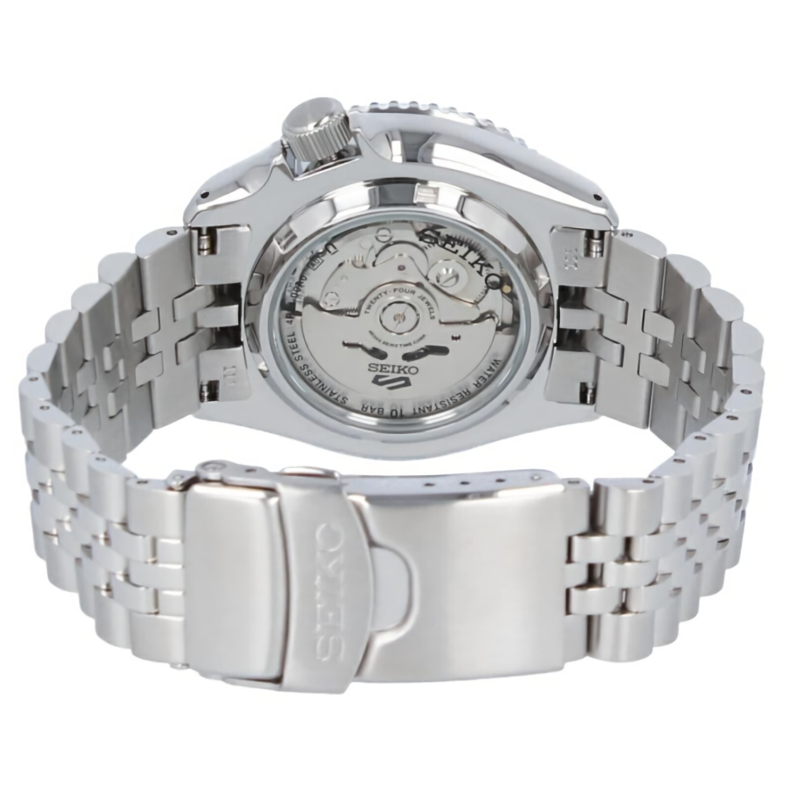 Pre-owned Seiko 5 Sports Stainless Steel 42.5 Mm Gmt Automatic Orange Dial Watch Ssk005k1
