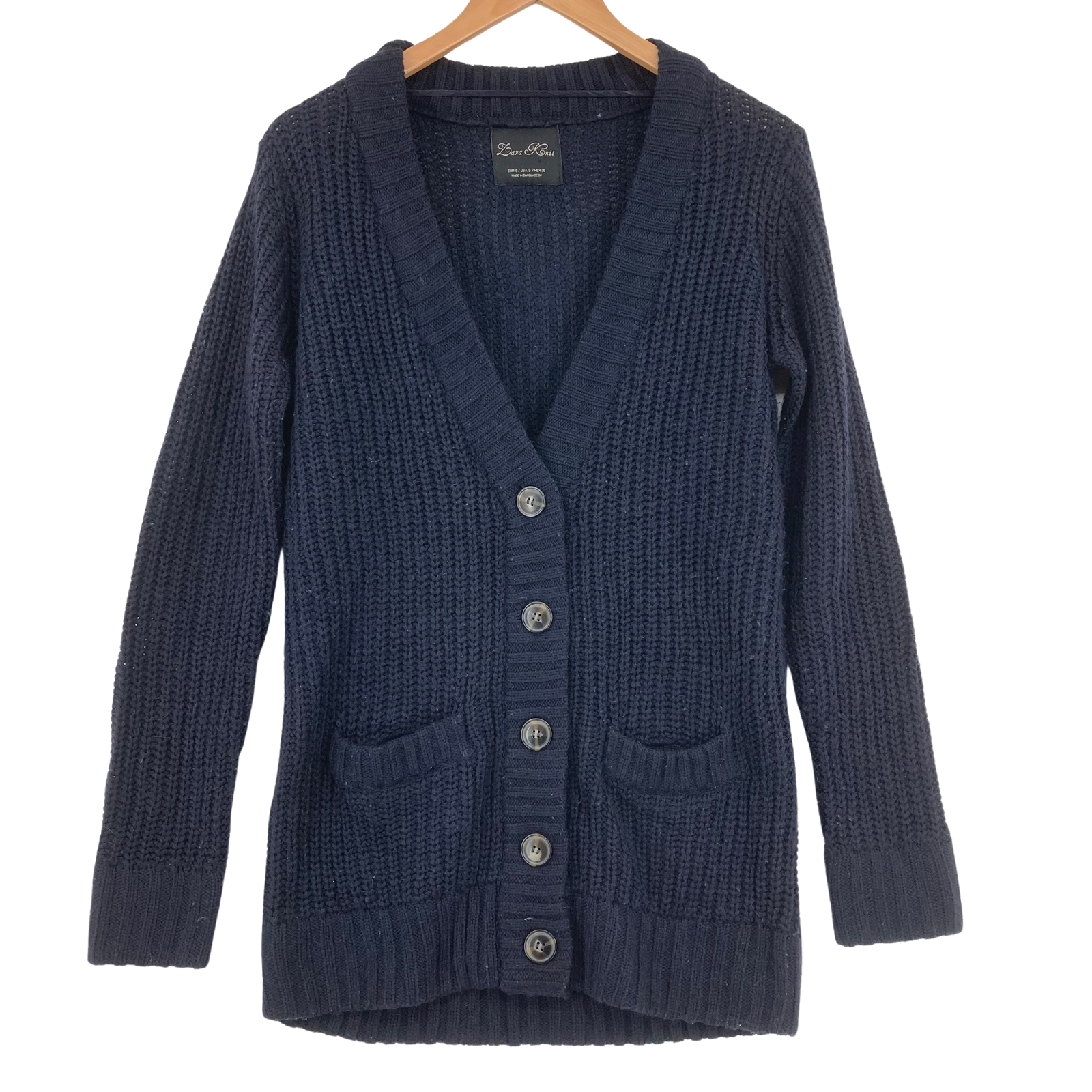 Zara Knit Women's Long Sleeve V-Neck Button-Down Cardigan