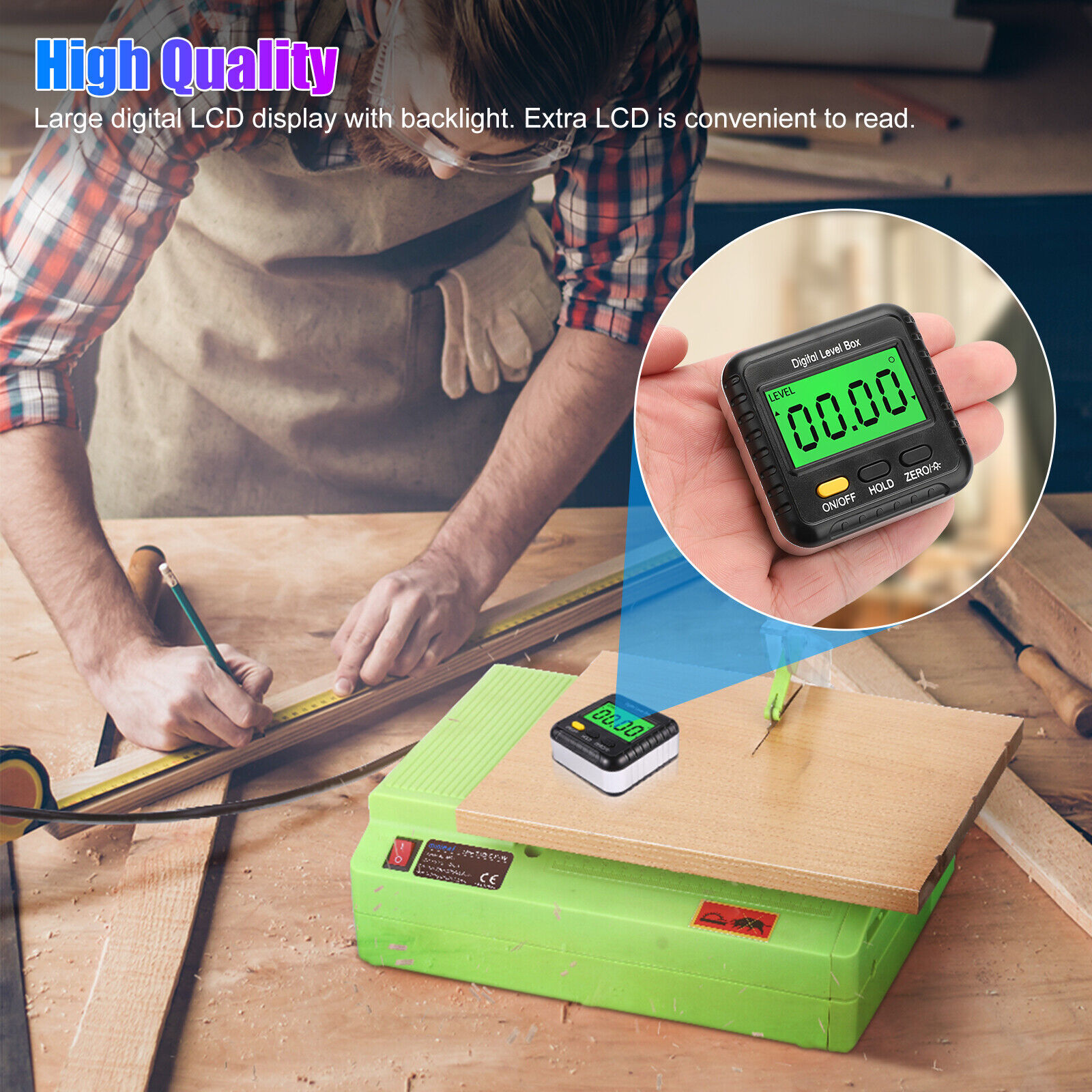 4*90 Magnetic Digital Inclinometer Level Box Gauge Angle Meter Finder ...