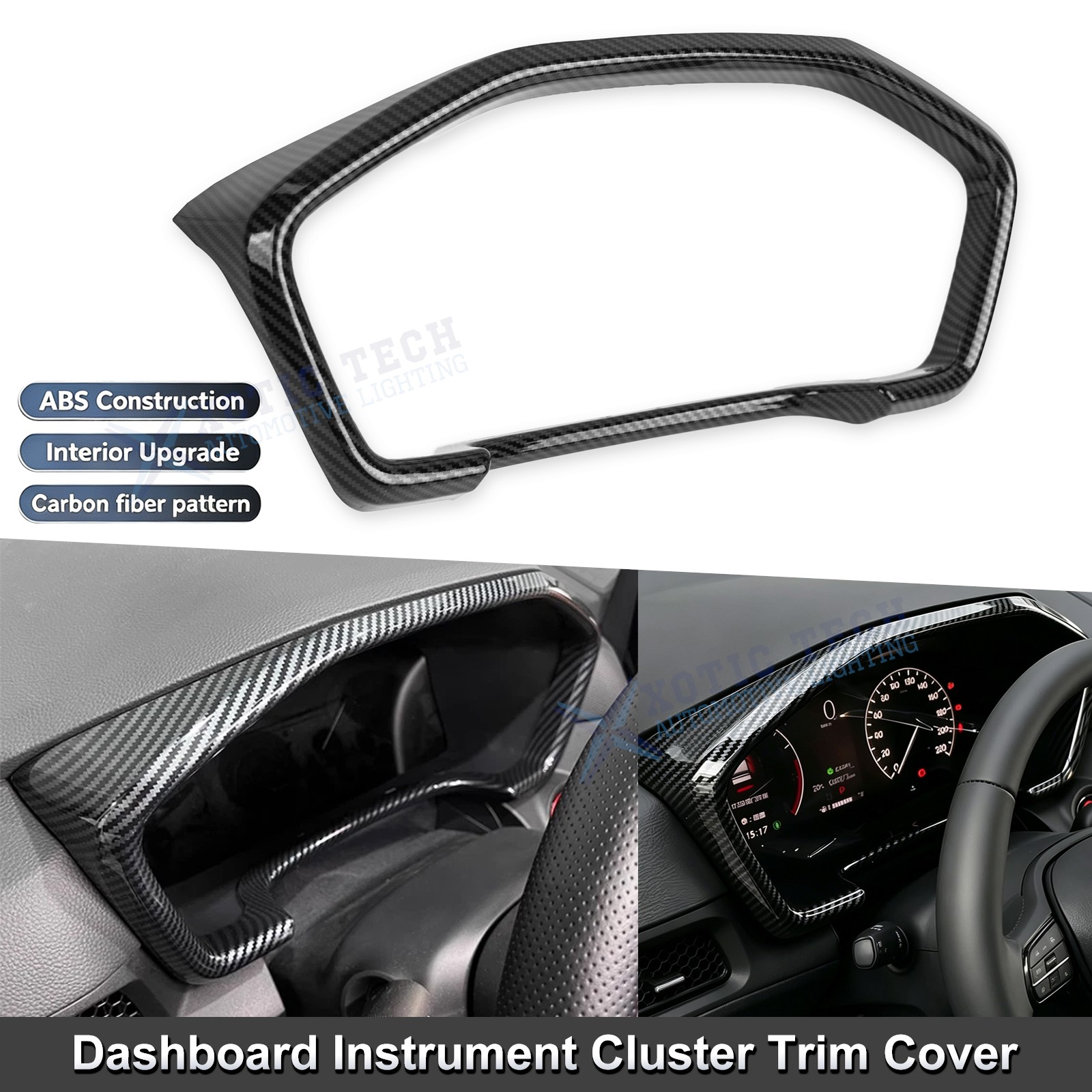 Carbon Fiber Look Dash Digital Gauge Display Surround Decor Fit Honda CRV 23-27