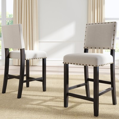 Rustic Wooden Counter Height Dining Chairs, Espresso, Fits 2pc