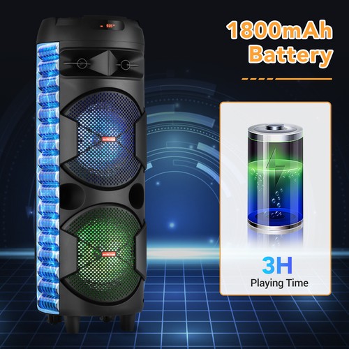 6000W Portable Bluetooth Speaker Sub woofer Heavy Bass Sound Party System & Mic