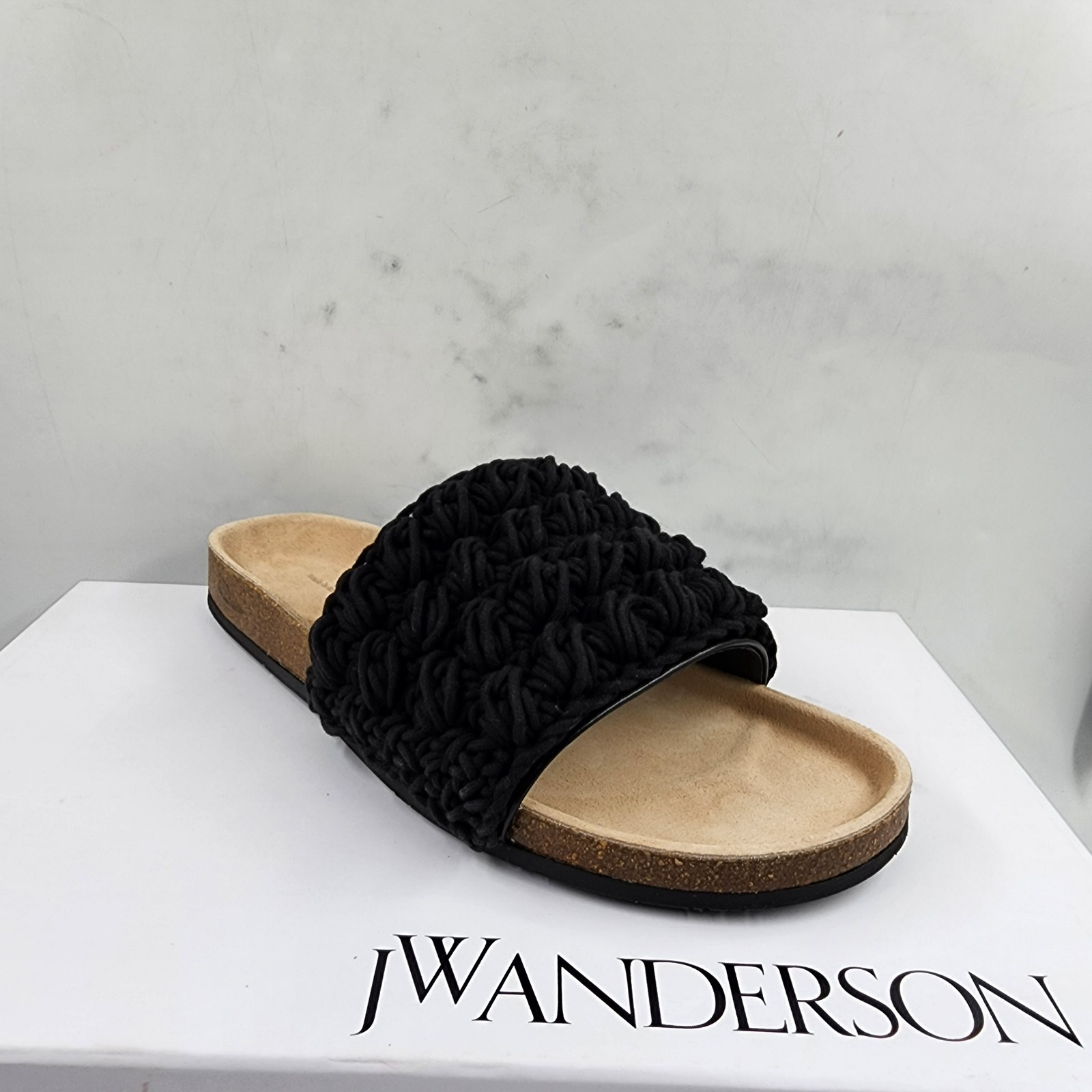 JW Anderson Popcorn Crochet Slip On Slide Sandals Men's 42/8.5US Black Open Toe - Picture 9 of 19