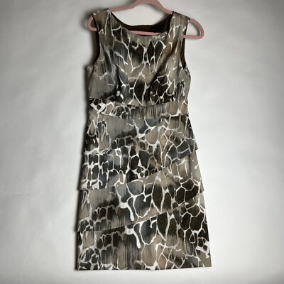Connected Apparel Sleeveless Dress Sz 8 Striking! Animal Print Easy Year Round