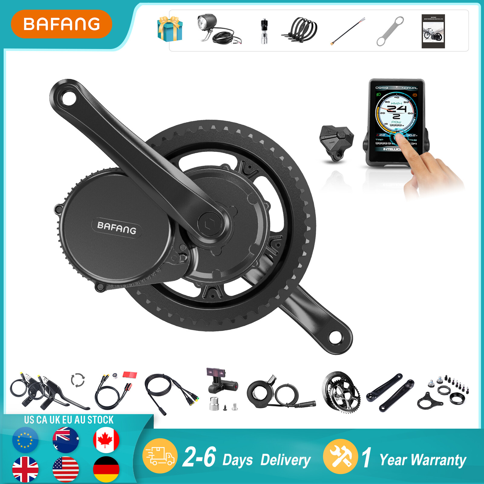 Bafang Mid Drive Motor 48V 500W 750W BBS02B 68-100mm DIY Conversion Ebike Kit