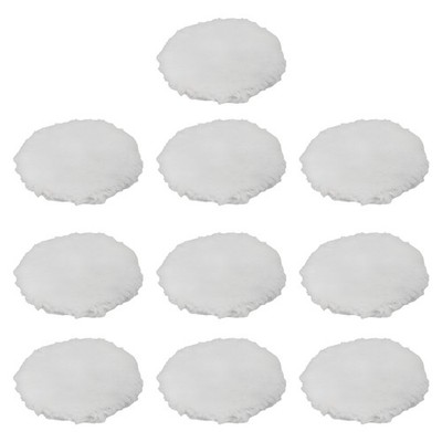 10pcs 3in Natural Lambskin Wool Polishing Pads Hook Loop Buffing Car Finish
