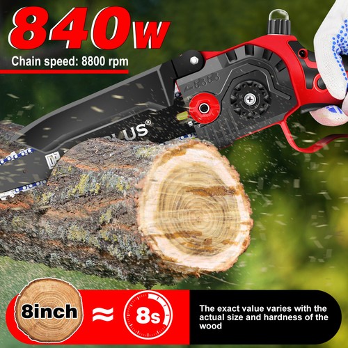 4-8" Cordless Chainsaw Brushless Electric Handheld Chain Saw w/Battery & Charger