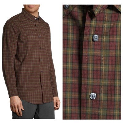 NWT George Men's Casual Comfort Laidback Long Sleeve Stretch Poplin Shirt SZ L