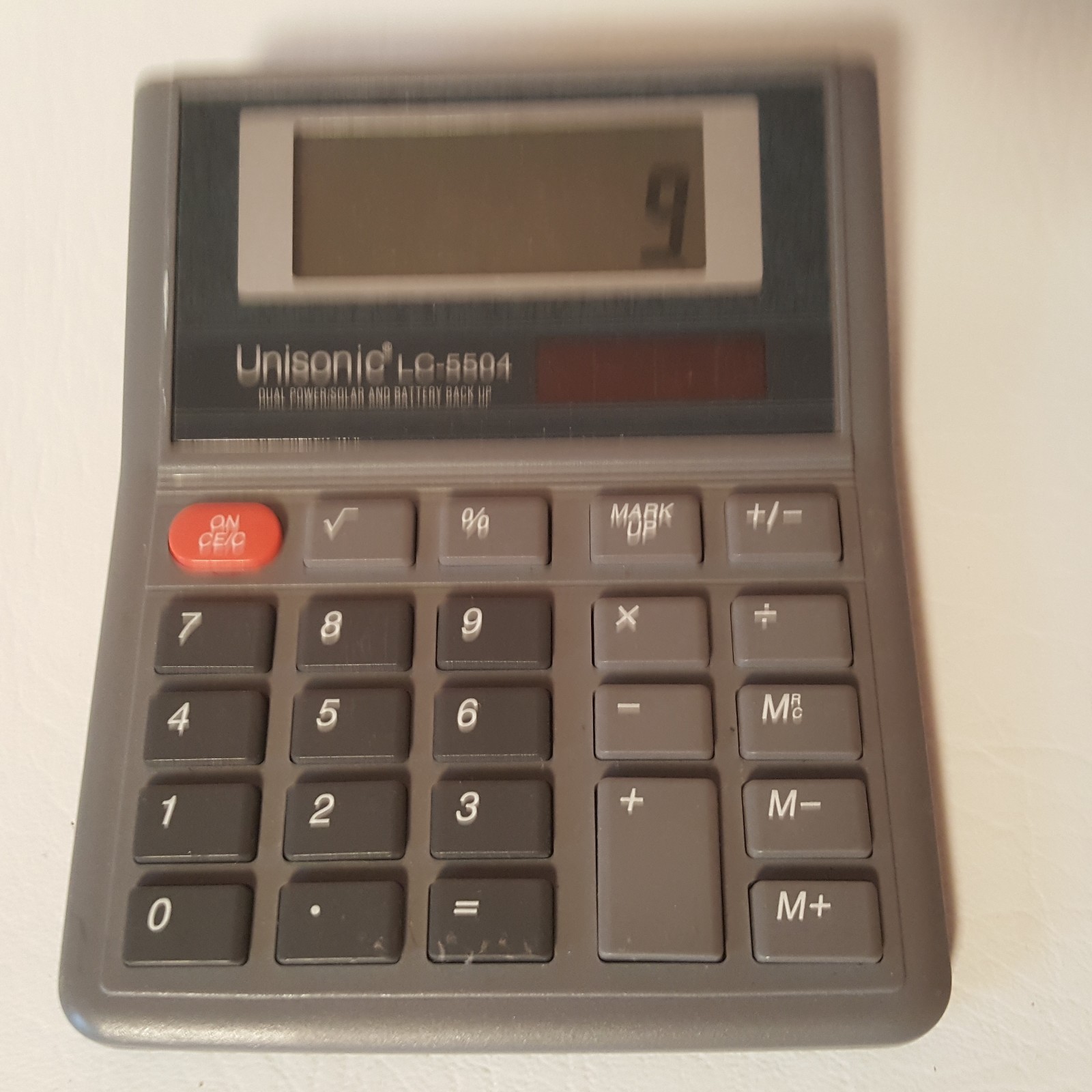 Vintage Unisonic Dual Power Solar Powered Calculator LC-5504