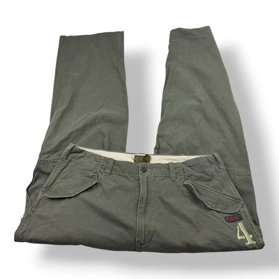 American Eagle Mens Cargo Pants 36x33 Olive Green Distressed Military Cotton